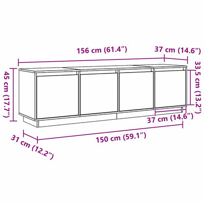 TV-Møbel Tre TV-skap med lagring med dør Brun 156 x 37 x 45 cm Massiv furu tre