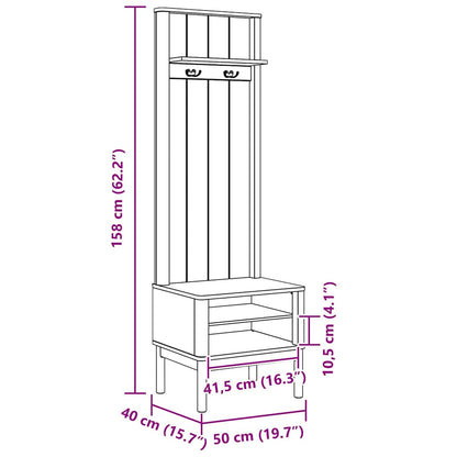 Hallmøbel FLORO Vokset Brun 50 x 40 x 158 cm Massiv furu