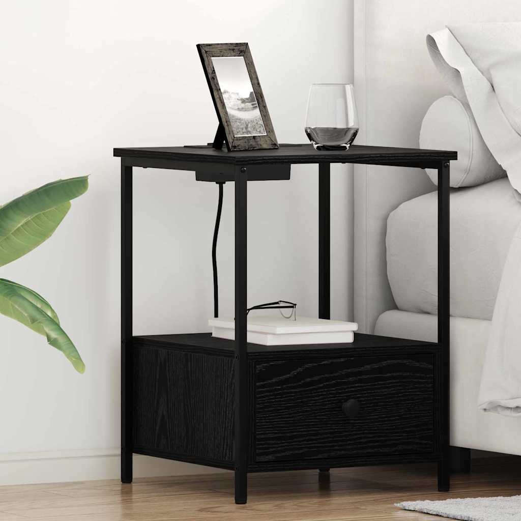 Nattbordskap 2 pcs Svart Eik 42 x 41 x 56 cm Konstruert tre