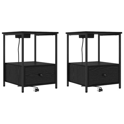 Nattbordskap 2 pcs Svart Eik 42 x 41 x 56 cm Konstruert tre