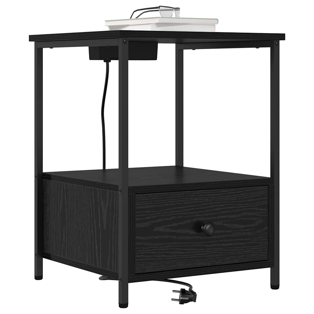 Nattbordskap 2 pcs Svart Eik 42 x 41 x 56 cm Konstruert tre