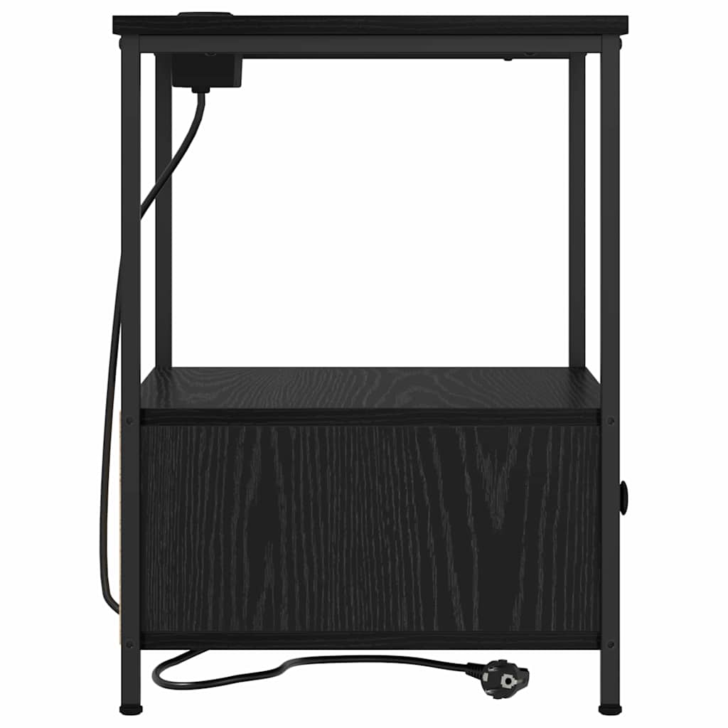 Nattbordskap 2 pcs Svart Eik 42 x 41 x 56 cm Konstruert tre