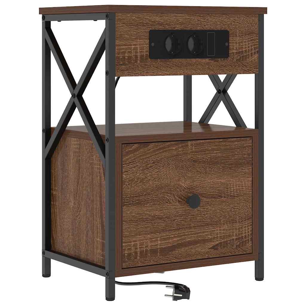 Nattbord Sengbord Brun Eik med skuff 40 x 31 x 60 cm