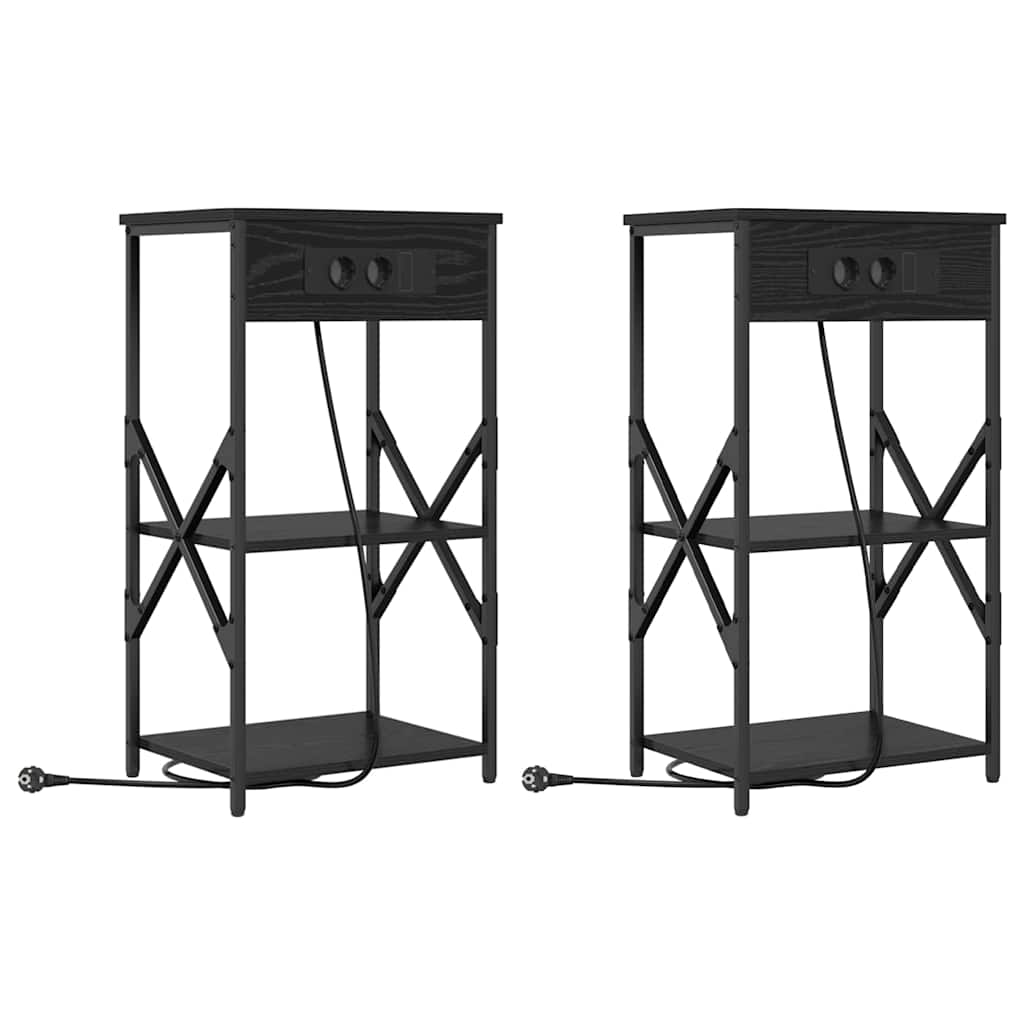 Nattbordskap 2 pcs Svart Eik 41 x 31 x 76 cm Konstruert tre