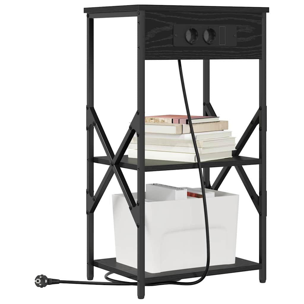Nattbordskap 2 pcs Svart Eik 41 x 31 x 76 cm Konstruert tre