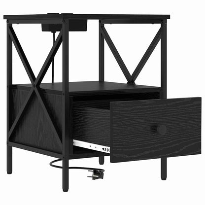 Nattbord Sengbord Svart Eik Nattbordskap 41,5 x 40,5 x 55 cm