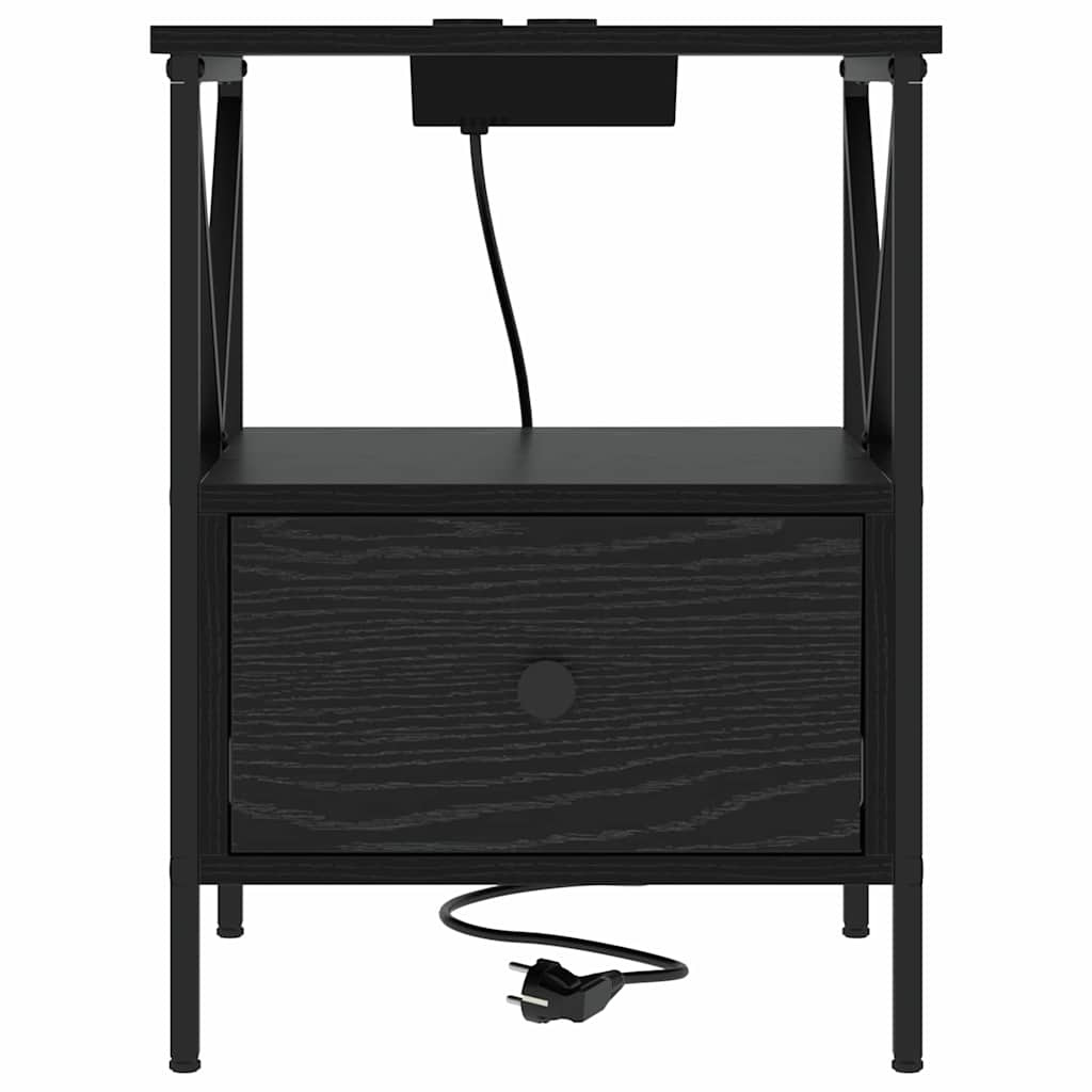 Nattbord Sengbord Svart Eik Nattbordskap 41,5 x 40,5 x 55 cm