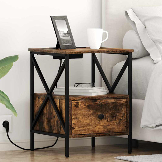 Nattbord Sengbord Røkt Eik 41.5 x 40.5 x 55 cm