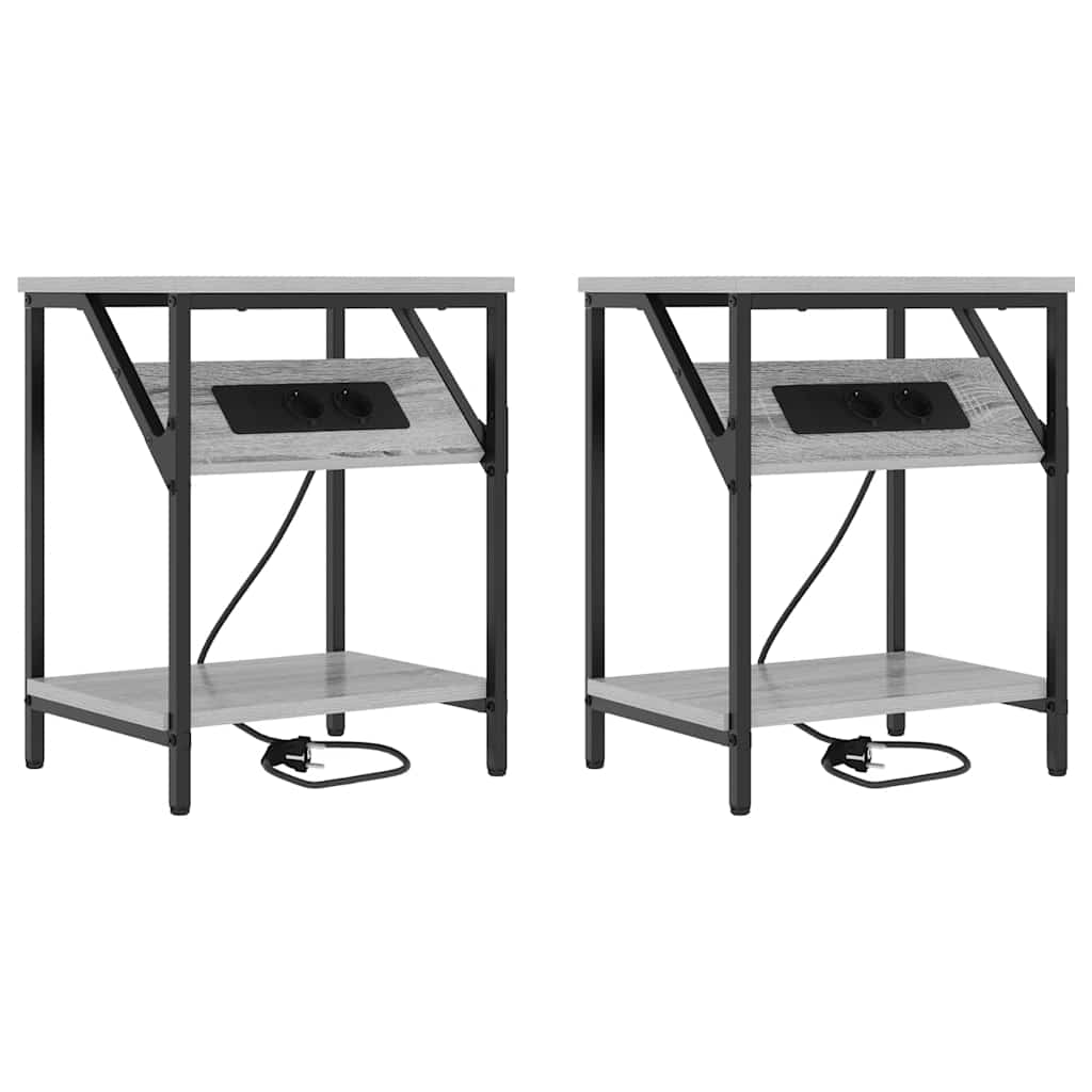 Nattbordskap 2 pcs Grå Sonoma 38 x 30 x 48 cm Konstruert tre
