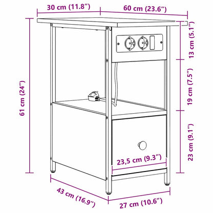Nattbord Sengbord Sonoma Eik 60 x 30 x 61 cm