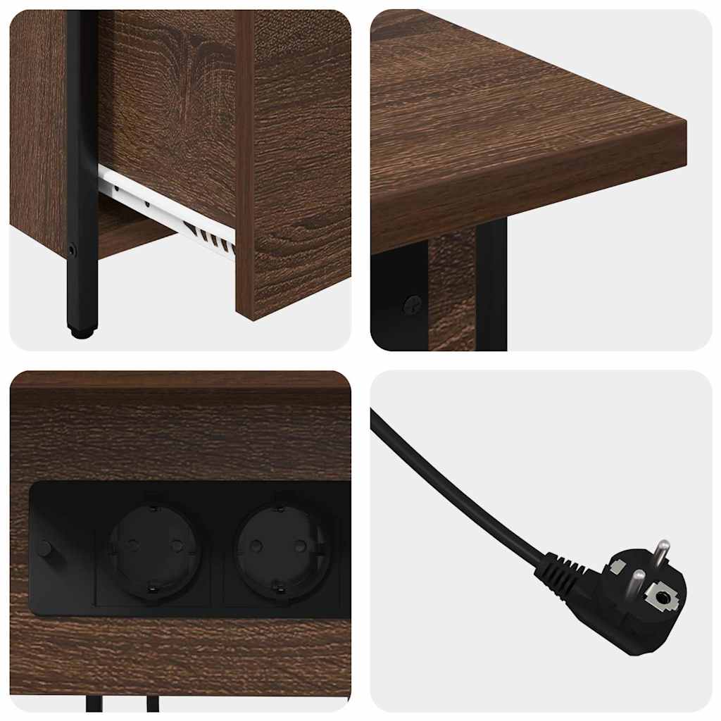 Nattbord Sengbord Brun Eik med skuff 60 x 30 x 61 cm
