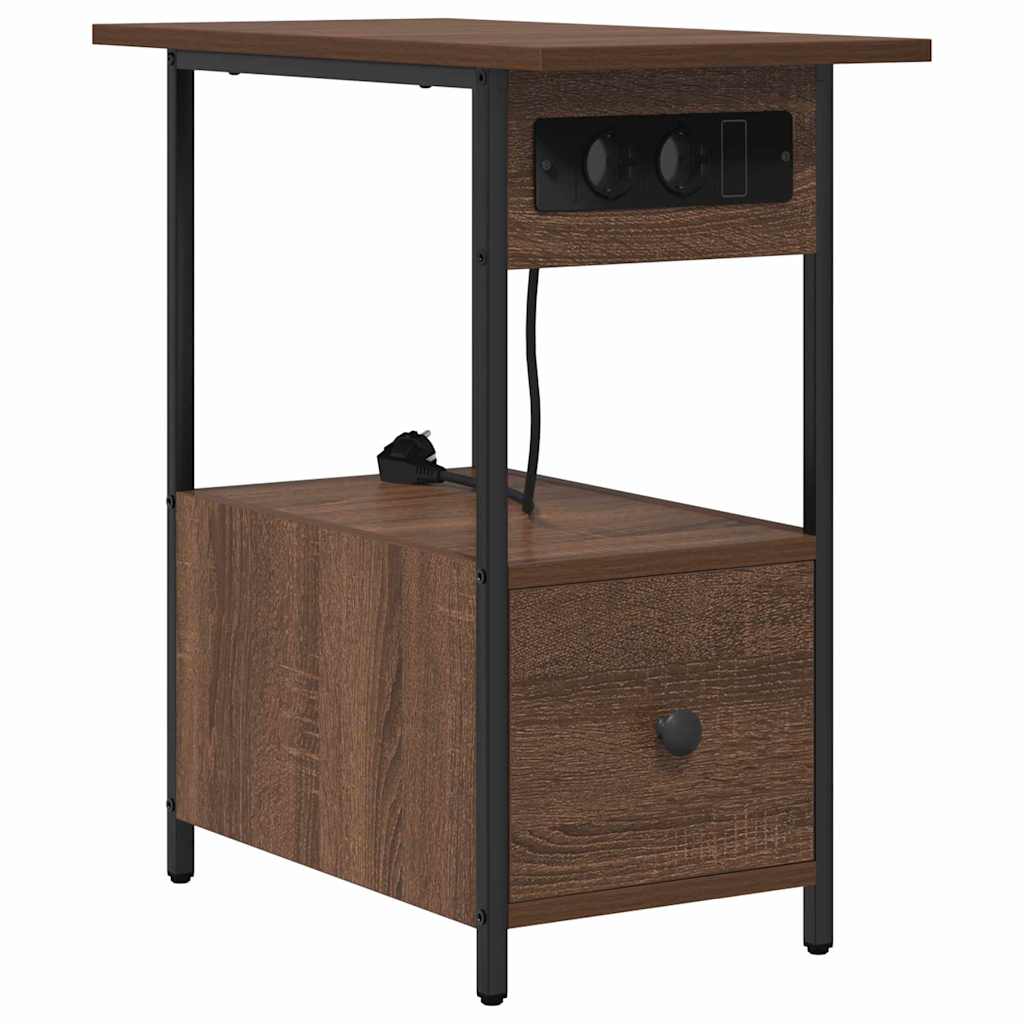 Nattbord Sengbord Brun Eik med skuff 60 x 30 x 61 cm