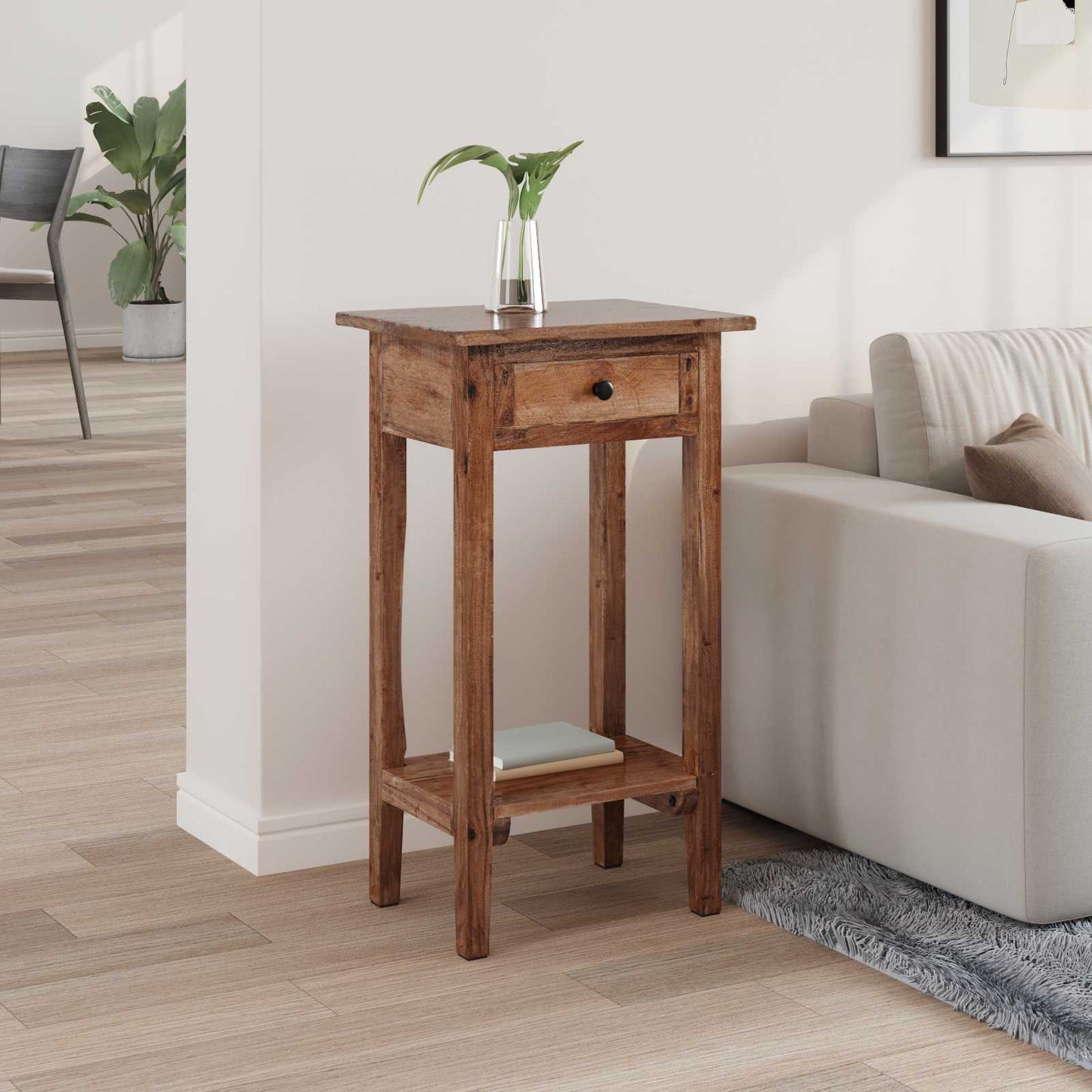 Planteholder med skuff Brun 34 x 25 x 52 cm Mahogni Tre