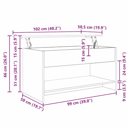 Salongbord Sofabord Artisan Eik 102 x 50 x 52.5 cm