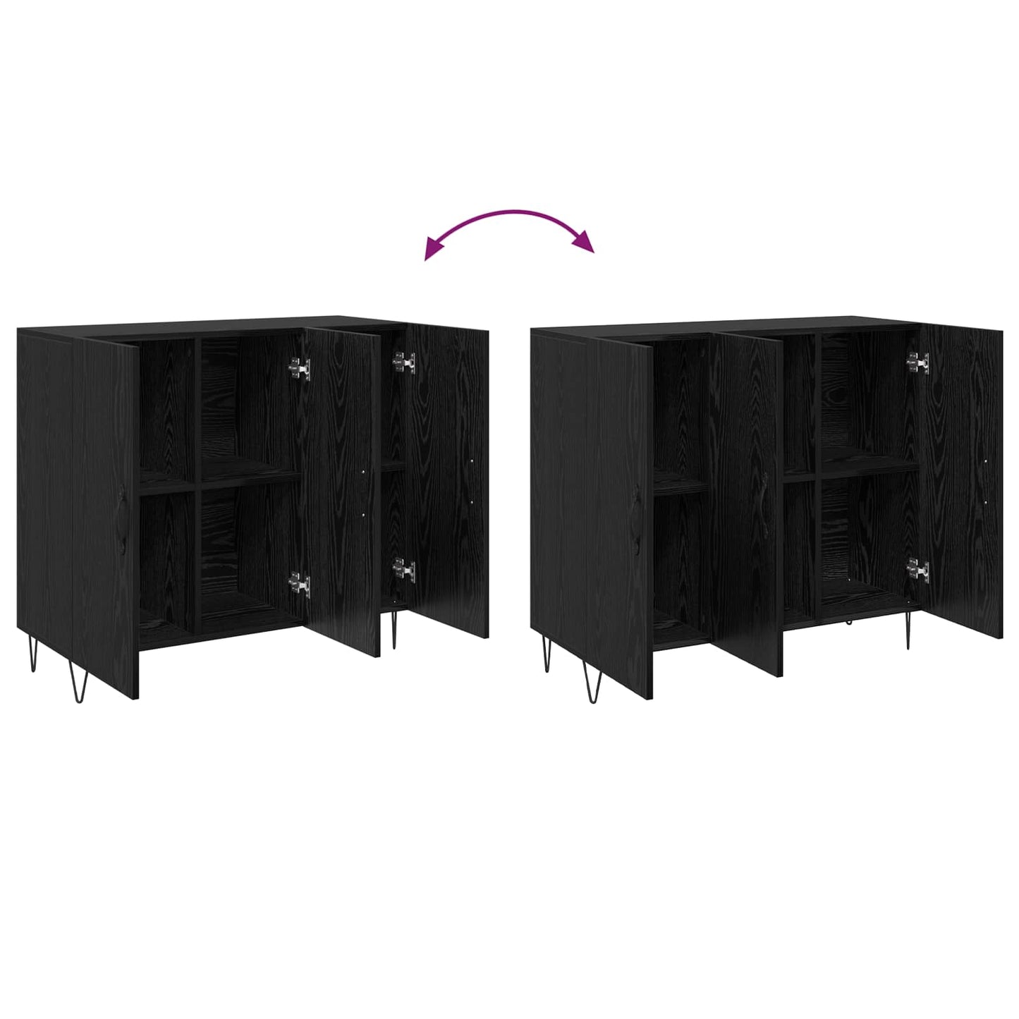 Serviesskap Svart Eik 90 x 32,5 x 80 cm Konstruert tre
