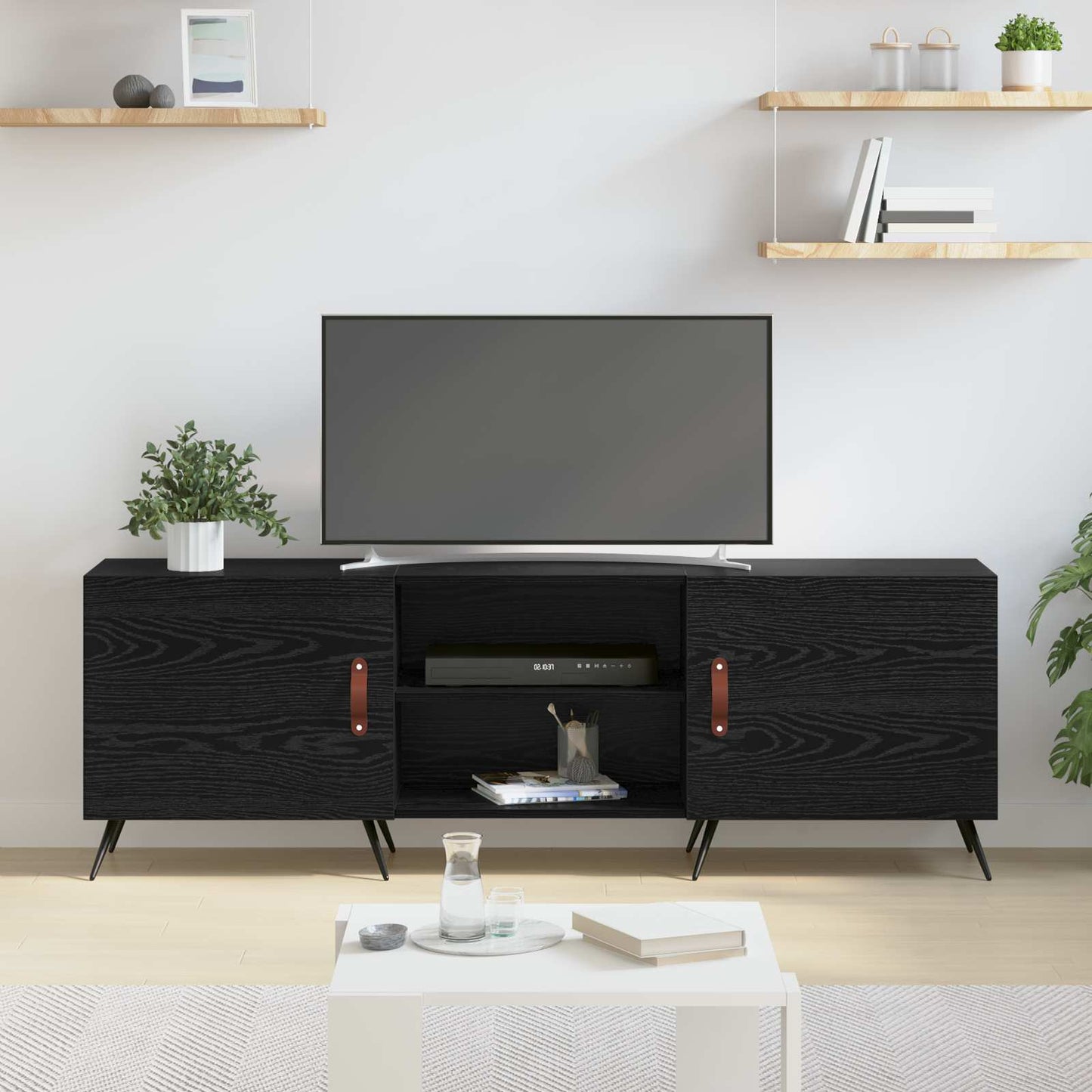 TV-skap Svart eik 150 x 30 x 50 cm Konstruert tre