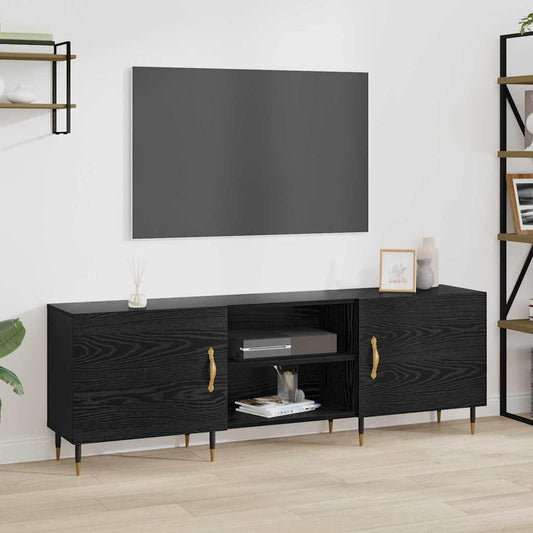 TV-Møbel Svart Eik TV-skap med hylle med lagring med dør 150 x 30 x 50 cm