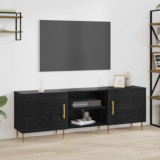 TV-Møbel Svart Eik TV-skap med hylle med lagring med dør 150 x 30 x 50 cm