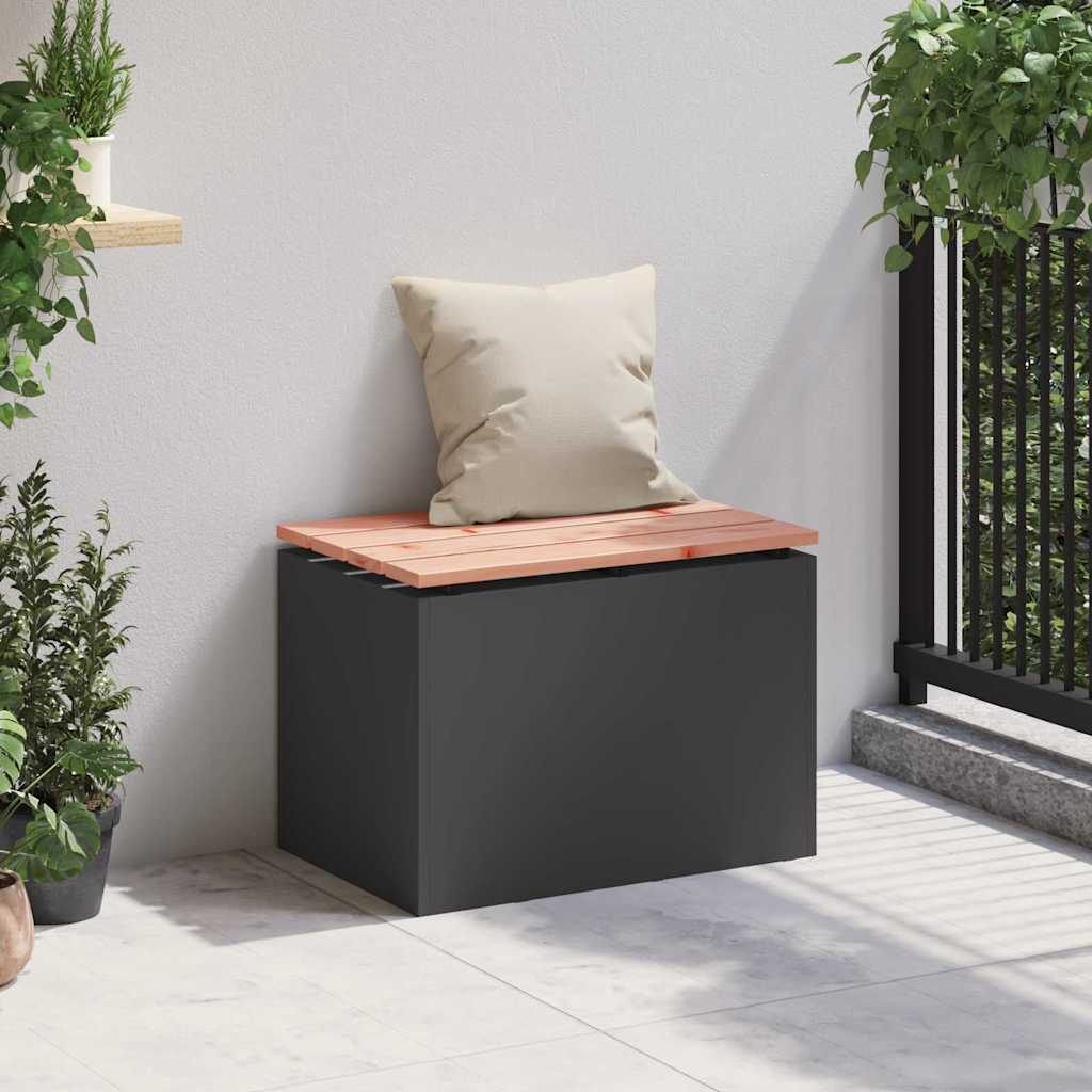 Hagebenk Svart 60 x 40 x 43 cm Solid Douglas Tre og Stål