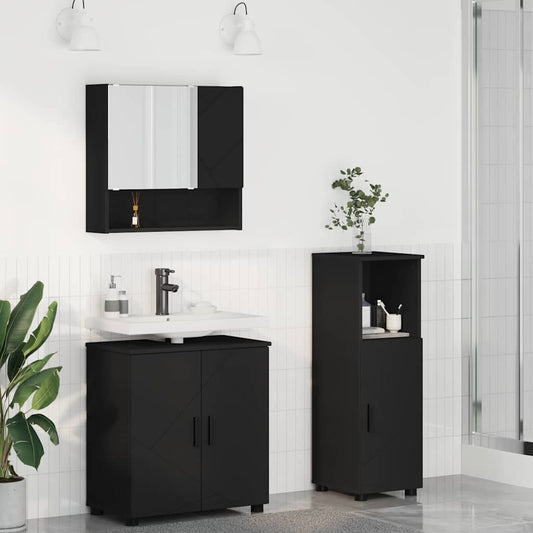 Baderomsmøbelsett Veggmontert 3 pcs Svart 61 x 35 x 64 cm