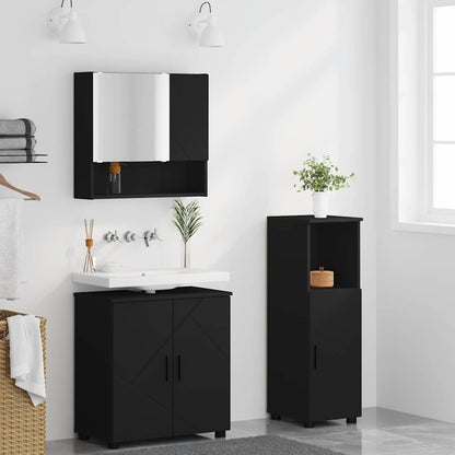Baderomsmøbelsett Veggmontert 3 pcs Svart 61 x 35 x 64 cm