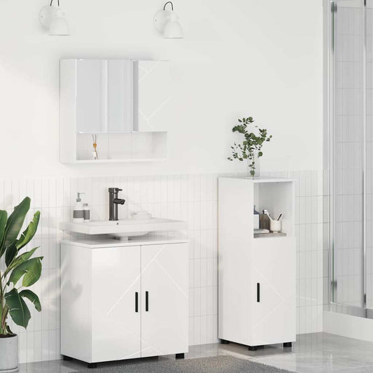 Baderomsmøbelsett 3 pcs Høyglans Hvit 61 x 35 x 64 cm