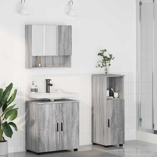 Baderomsmøbelsett 3 pcs Sonoma Grå 61 x 35 x 64 cm