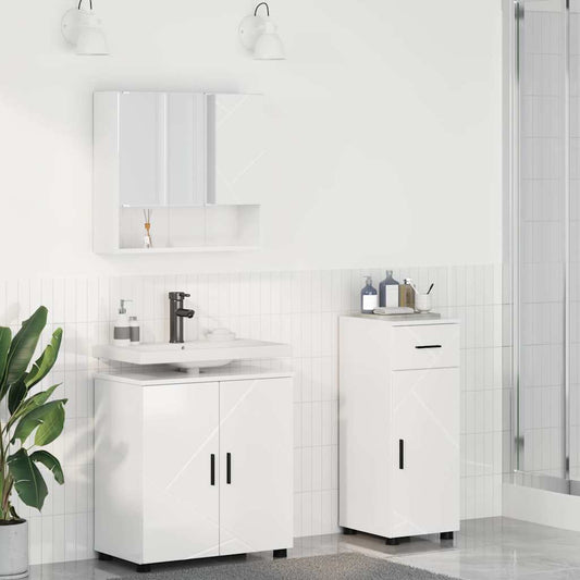 Baderomsmøbelsett 3 pcs Høyglans Hvit 61 x 35 x 64 cm