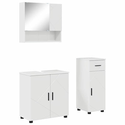 Baderomsmøbelsett 3 pcs Høyglans Hvit 61 x 35 x 64 cm