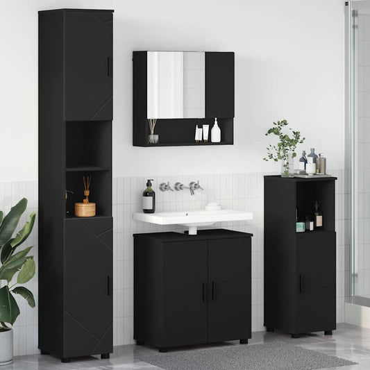 Baderomsmøbelsett Veggmontert 4 pcs Svart 61 x 35 x 64 cm