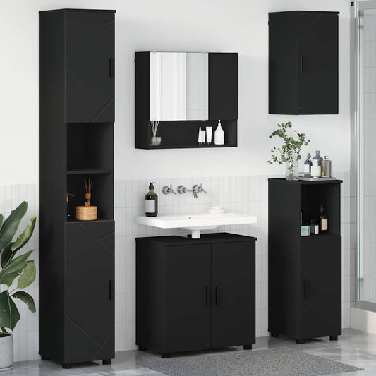 Baderomsmøbelsett Veggmontert 5 pcs Svart 61 x 35 x 64 cm