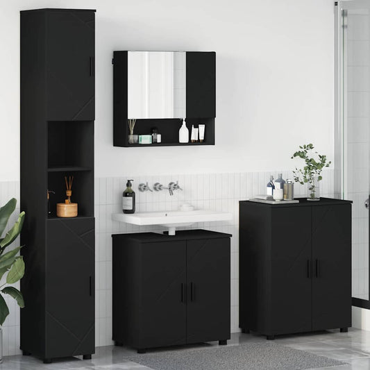 Baderomsmøbelsett Veggmontert 4 pcs Svart 61 x 35 x 64 cm