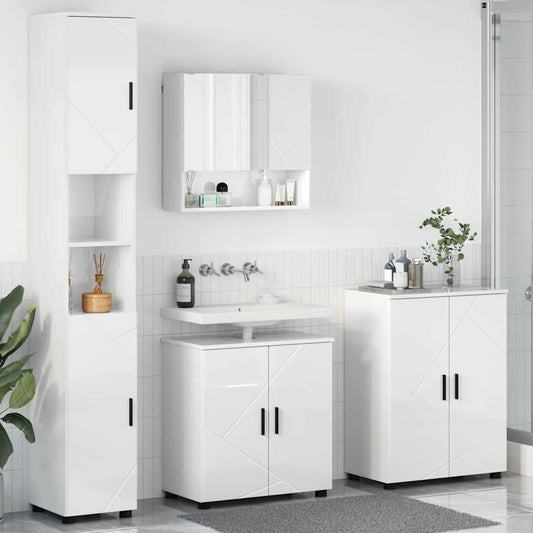 Baderomsmøbelsett 4 pcs Høyglans Hvit 61 x 35 x 64 cm