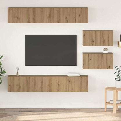 TV-benksett Veggmontert 6 pcs Artisan Eik Konstruert tre