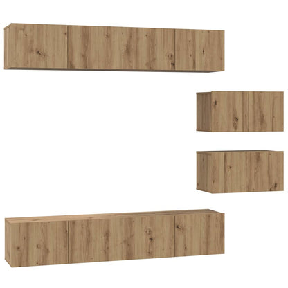 TV-benksett Veggmontert 6 pcs Artisan Eik Konstruert tre