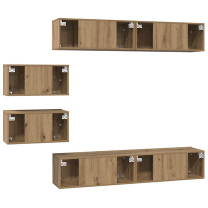 TV-benksett Veggmontert 6 pcs Artisan Eik Konstruert tre