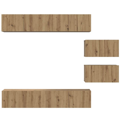 TV-benksett Veggmontert 6 pcs Artisan Eik Konstruert tre