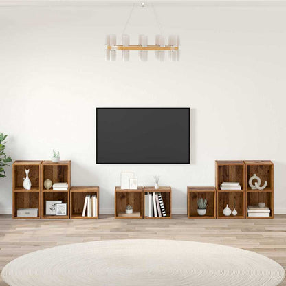 TV-benk sett Veggmontert 8 pcs Gamle tre Konstruert tre