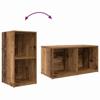 TV-benk sett Veggmontert 8 pcs Gamle tre Konstruert tre
