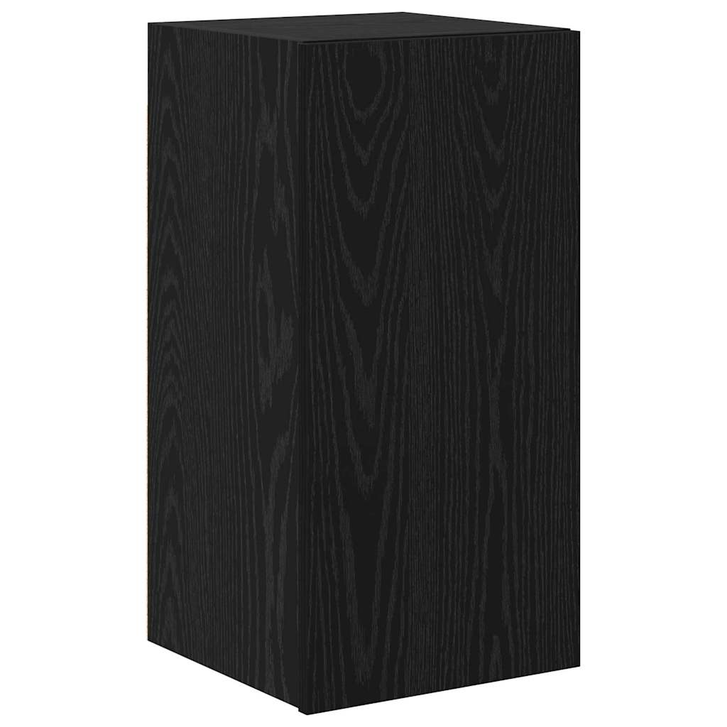 TV-benksett Veggmontert 4 pcs Svart Eik Konstruert tre