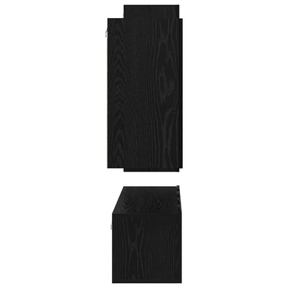 TV-benksett Veggmontert 4 pcs Svart Eik Konstruert tre