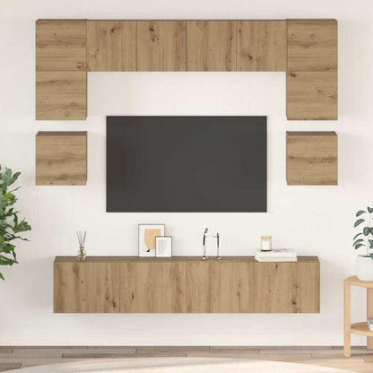 TV-benksett Veggmontert 8 pcs Artisan Eik Konstruert tre