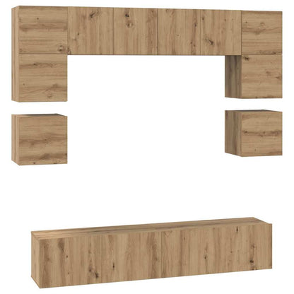 TV-benksett Veggmontert 8 pcs Artisan Eik Konstruert tre