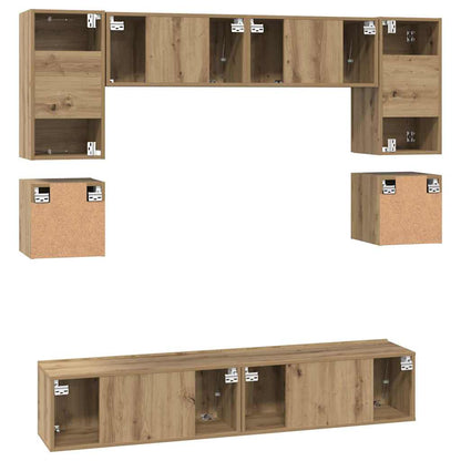 TV-benksett Veggmontert 8 pcs Artisan Eik Konstruert tre