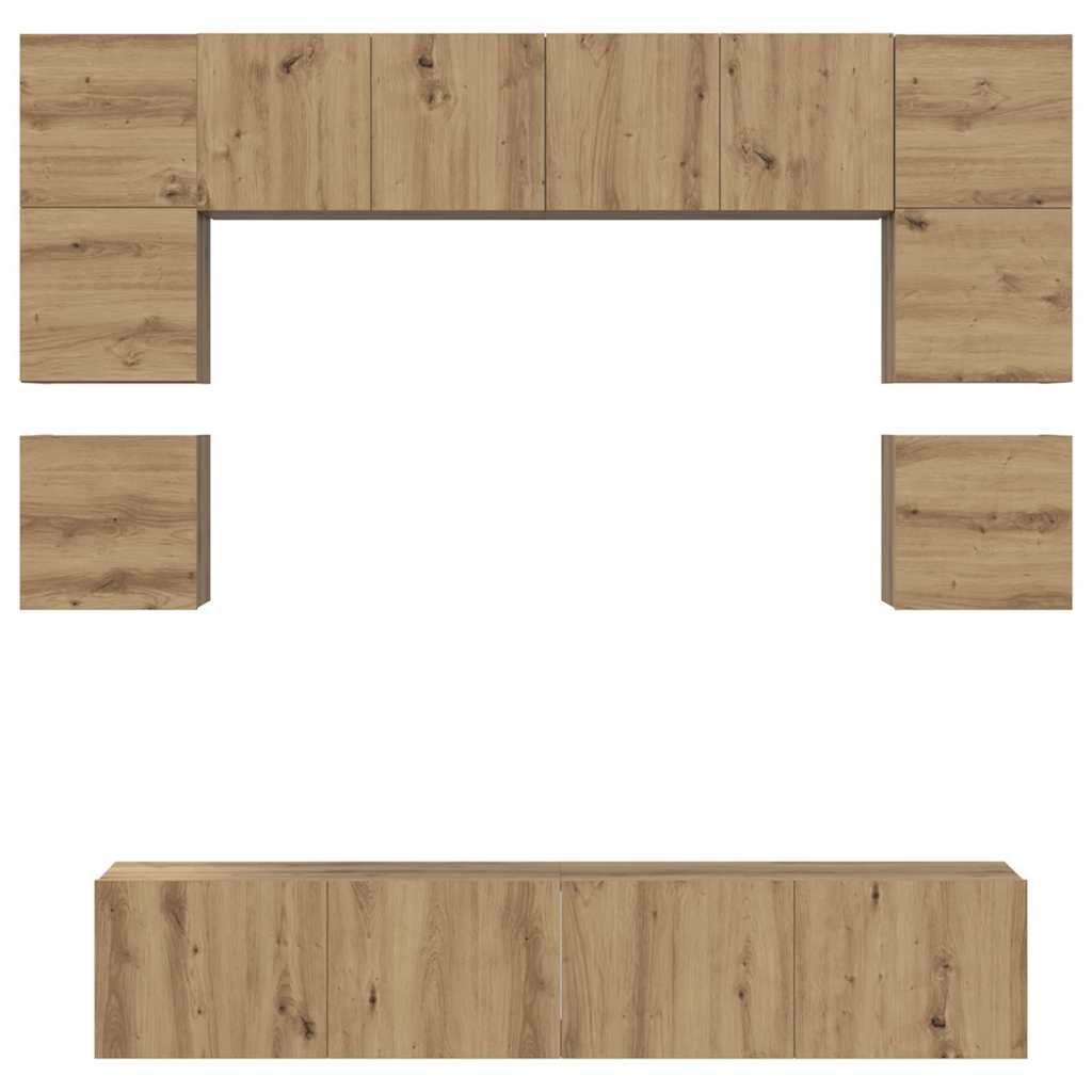 TV-benksett Veggmontert 8 pcs Artisan Eik Konstruert tre