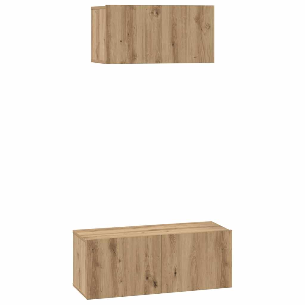 TV-benksett Veggmontert 2 pcs Artisan Eik Konstruert tre