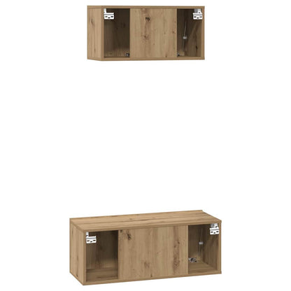 TV-benksett Veggmontert 2 pcs Artisan Eik Konstruert tre