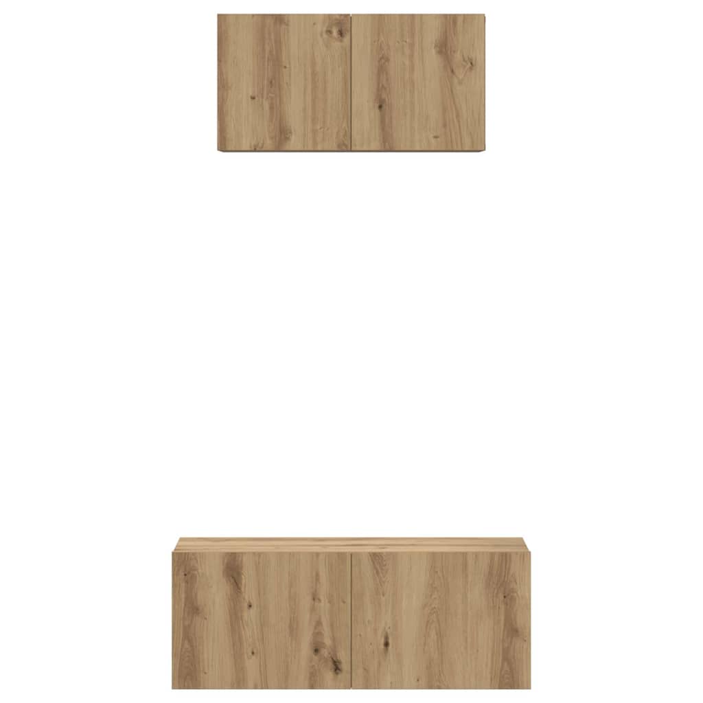 TV-benksett Veggmontert 2 pcs Artisan Eik Konstruert tre