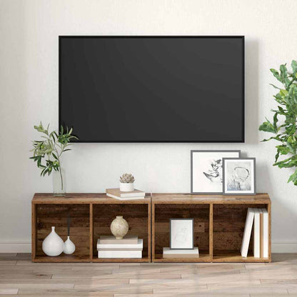 TV-benksett 2 pcs Gamle tre 37 x 35 x 72 cm Konstruert tre