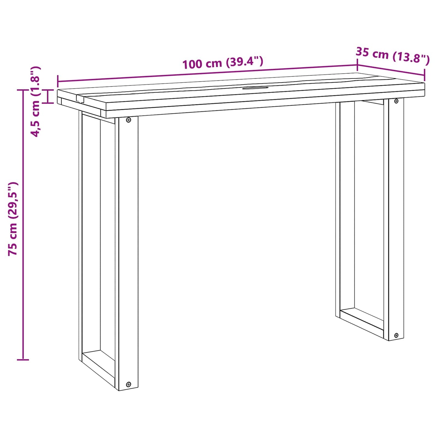 Konsollbord Brun 100 x 35 x 75 cm Massivt Teaktre